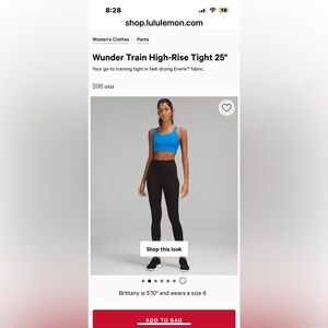 used Lululemon Wunder Train HR tight 25”